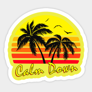 Calm Down Retro Sunset Sticker